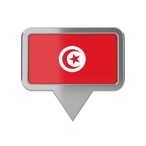 Ícone de marcador de localização de bandeira tunisia. Renderização 3D — Fotografia de Stock