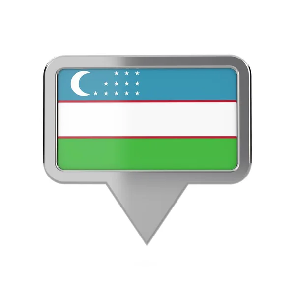 乌兹别克斯坦国旗位置标记图标。3d 渲染 — 图库照片
