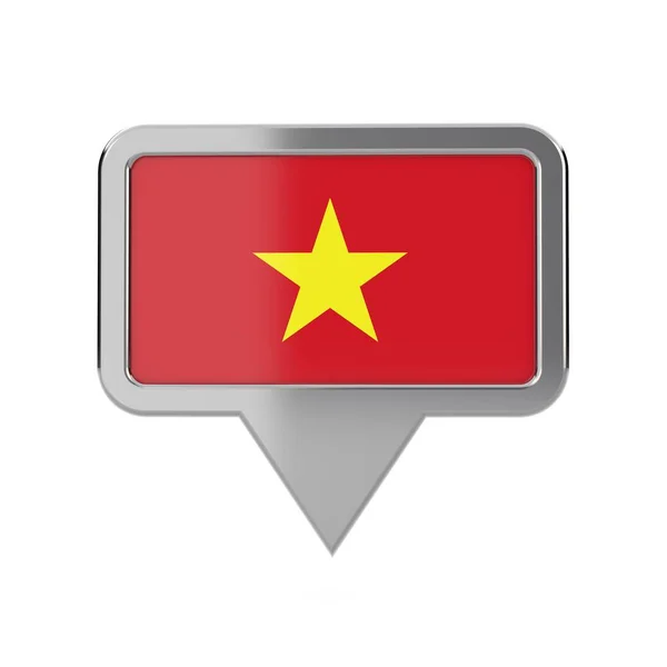 Vietnam flagga Platsmarkör ikon. 3D-rendering — Stockfoto