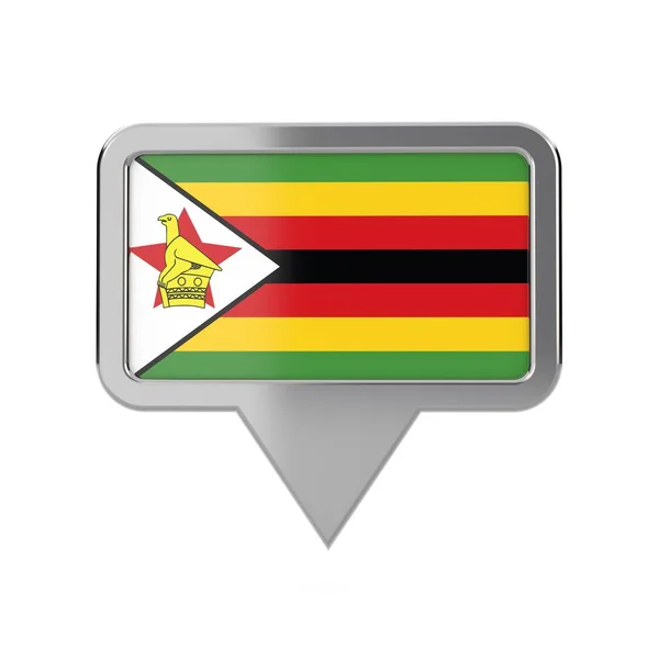 Ikona znacznika lokalizacji flagi Zimbabwe. Renderowanie 3D — Zdjęcie stockowe