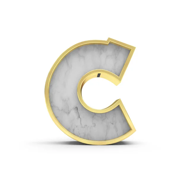 Letter C. Marble and gold lettering font. 3D Rendering — Stock Photo, Image