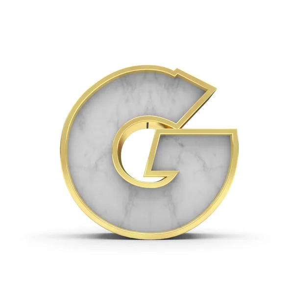 Letter G. marmer en goud belettering lettertype. 3D-rendering — Stockfoto