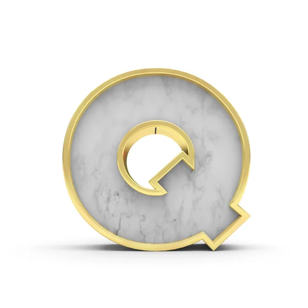 Letter Q. marmer en goud belettering lettertype. 3D-rendering — Stockfoto