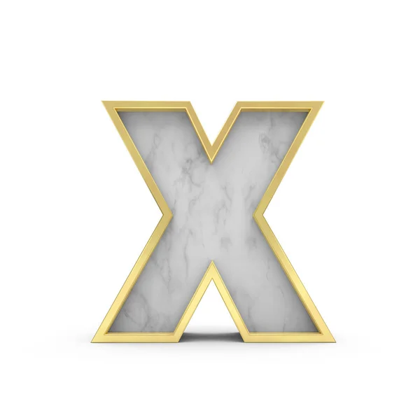 Lettera X. Caratteri in marmo e oro. Rendering 3D — Foto Stock