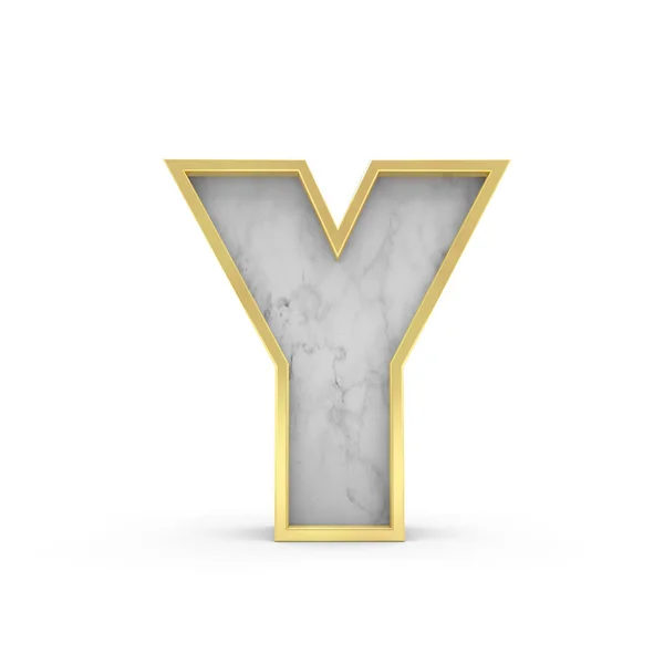 Letra Y. Marble and gold lettering font. Renderização 3D — Fotografia de Stock
