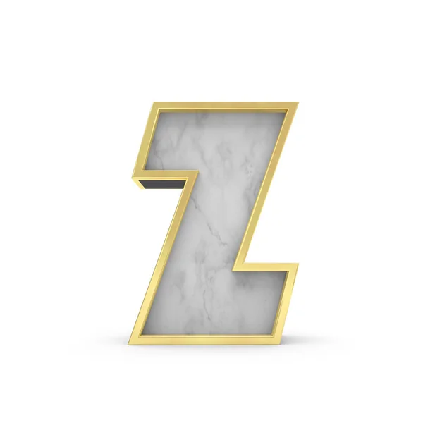 Letter Z. Marble and gold lettering font. 3D Rendering — Stock Photo, Image