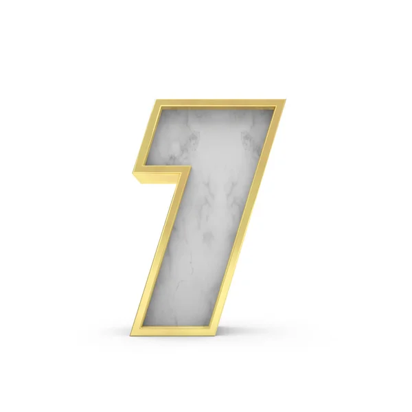 Número 7. Marble and gold lettering fonte. Renderização 3D — Fotografia de Stock