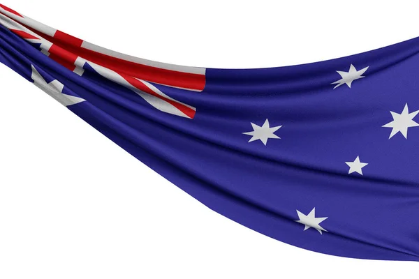 Den nationella flaggan i Australien. Viftande tyg flagga med textur — Stockfoto