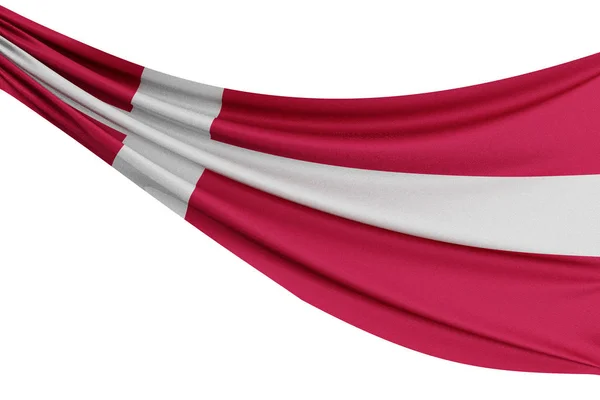 Národní vlajka Dánska. Vlajka mával látkou s texturou Dr — Stock fotografie