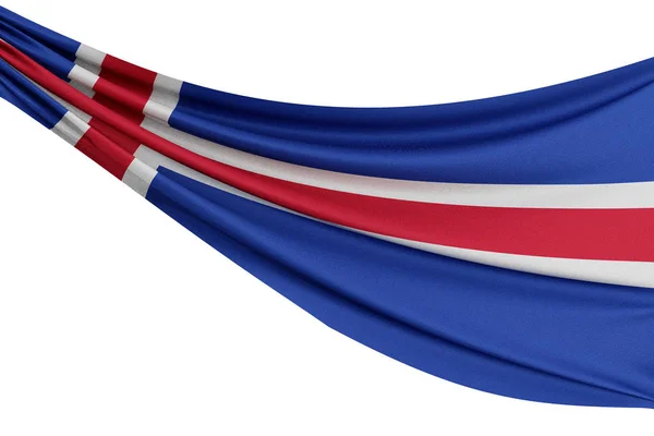 La bandiera nazionale dell'ICeland. Sventolando bandiera in tessuto con texture dr — Foto Stock