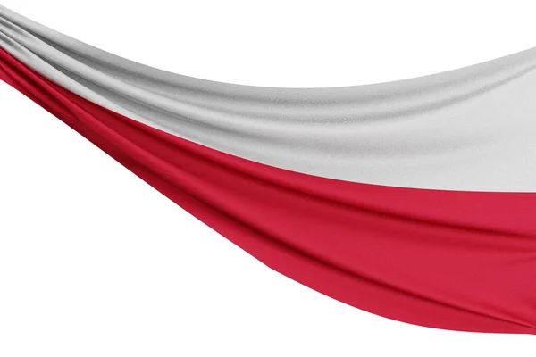 Polens nationella flagga. Viftande tyg flagga med textur dra — Stockfoto