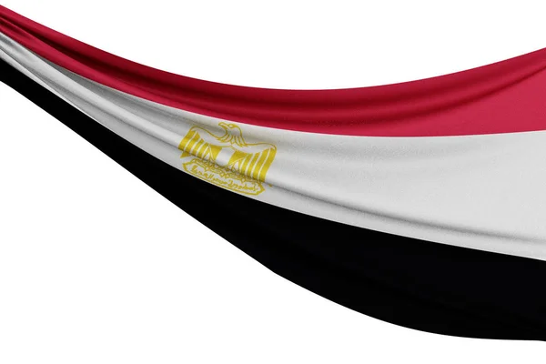 Mısır'ın ulusal bayrağı. Doku drap ile kumaş bayrak sallayarak — Stok fotoğraf