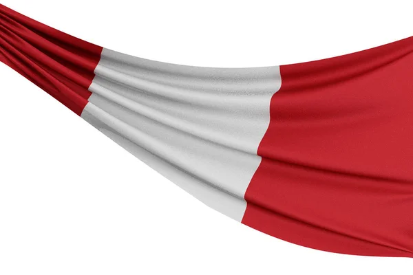 Государственный флаг Перу. Размахивание флагом ткани с текстурной занавеской — стоковое фото