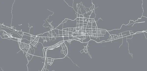 Mapa da cidade de vetor urbano de Lhasa, China — Vetor de Stock