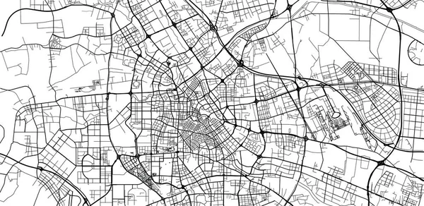 Mapa da cidade de vetor urbano de Tianjin, China — Vetor de Stock