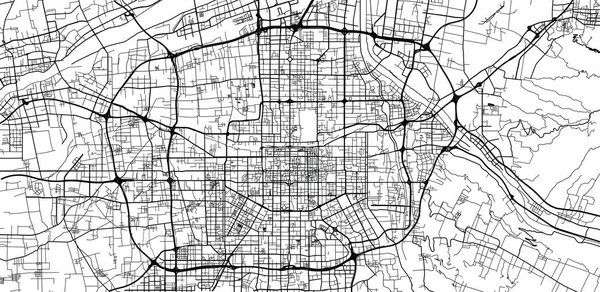 Mapa urbano de Xian, China — Vector de stock