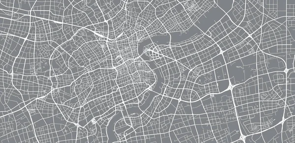 Mapa da cidade de vetor urbano de Shanghai, China — Vetor de Stock