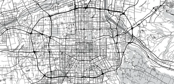 Mapa urbano de Xian, China — Vector de stock