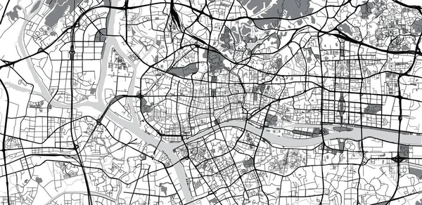 Mappa urbana della città vettoriale di Guangzhou, Cina — Vettoriale Stock