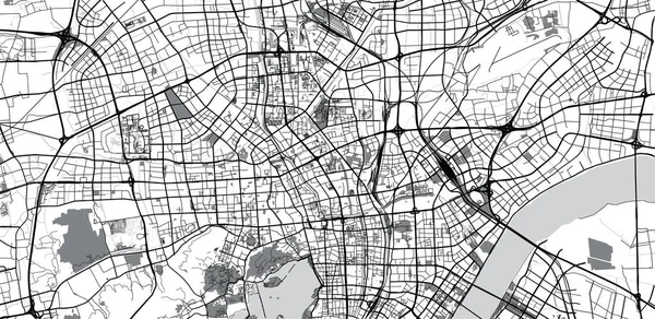 Hangzhou, Çin kentsel vektör şehir haritası — Stok Vektör