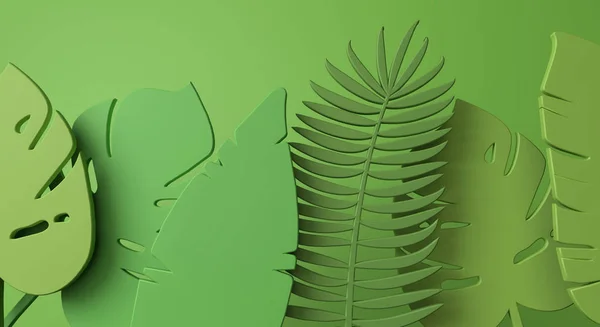 Creative tropical jungle leaf minimal background. 3D Render
