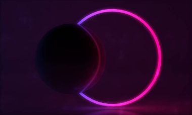 Soyut parlayan floresan neon çizgiler. Fütüristik lazer arka plan. 3d Render