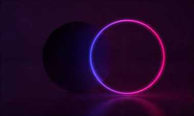 Soyut parlayan floresan neon çizgiler. Fütüristik lazer arka plan. 3d Render