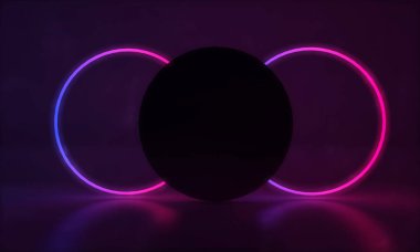 Soyut parlayan floresan neon çizgiler. Fütüristik lazer arka plan. 3d Render