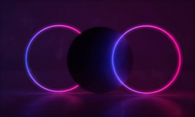 Soyut parlayan floresan neon çizgiler. Fütüristik lazer arka plan. 3d Render