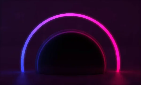 Abstrakcyjne świecące fluorescencyjne linie neonowe. Futurystyczne tło laserowe. Renderowanie 3D — Zdjęcie stockowe
