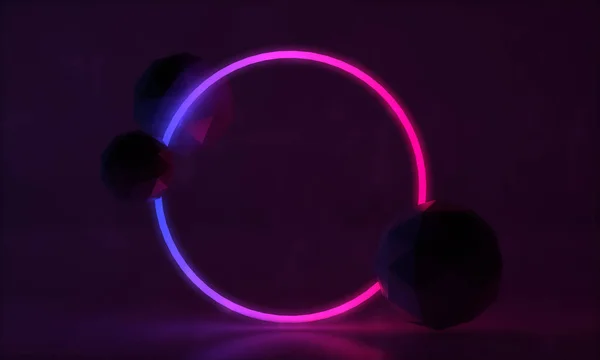 Absztrakt fényfluoreszkáló neon vonalak. Futurisztikus lézeres háttér. 3D-leképezés — Stock Fotó