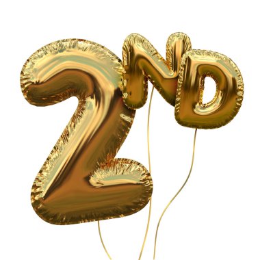Altın sayısı 2 folyo doğum günü balonu beyaz izole. Altın pa