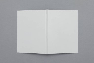 Hardback kitap mockup. Gri arka plan üzerine beyaz kitap