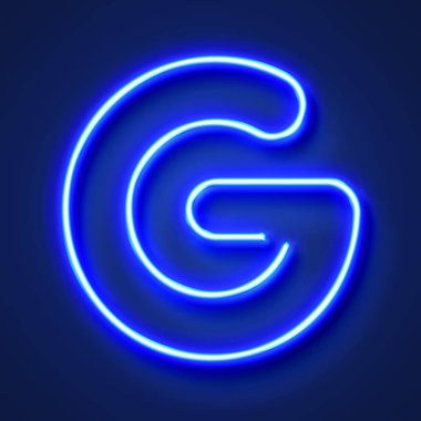 Mavi bir sırt a karşı Mektup G gerçekçi parlayan mavi neon mektup