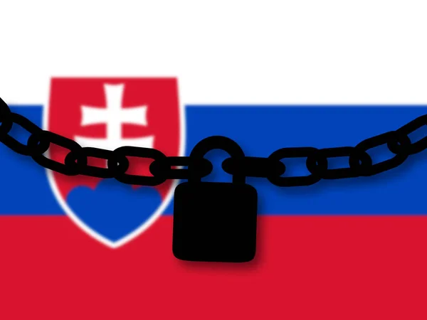 Slovakien säkerhet. Silhuett av en kedja och hänglås över nation — Stockfoto