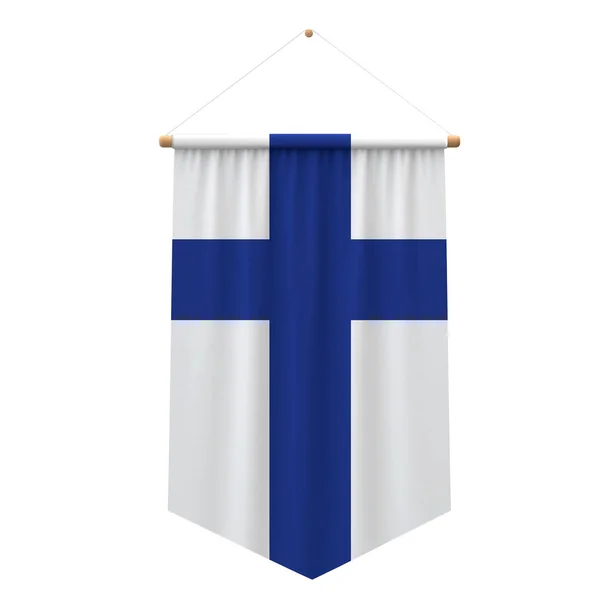 Finlandia flaga tkaniny wiszące banner. Renderowanie 3D — Zdjęcie stockowe