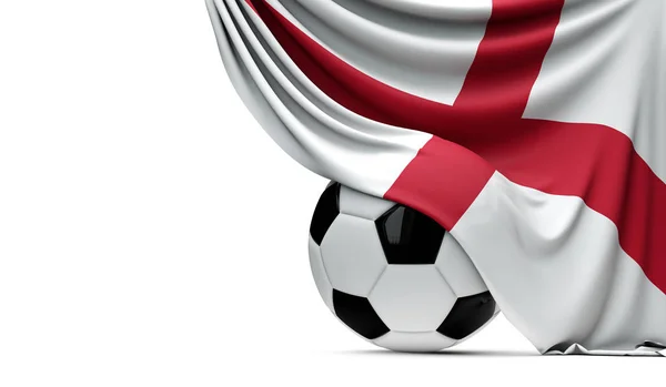 Національний прапор Англії задрапірований м'ячем футбольного футболу. 3D Рен — стокове фото