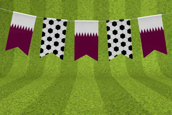 Drapeau Qatar et ballon de football texture drapeau de football bruant. 3D Ren — Photo