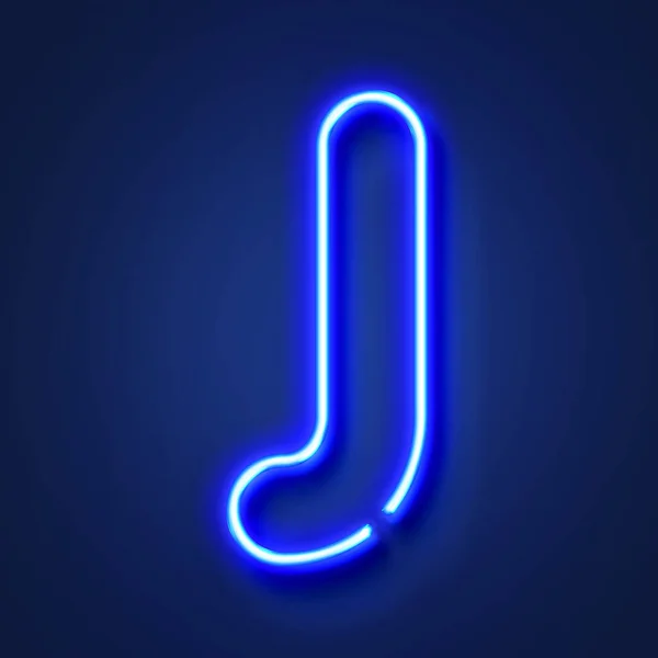Mavi bir sırt karşı Mektup J gerçekçi parlayan mavi neon mektup — Stok fotoğraf