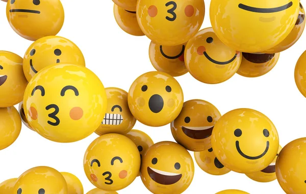 Emoji emoticon karakter achtergrond collectie. 3D-rendering — Stockfoto