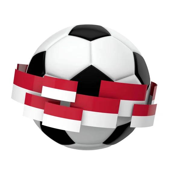 Fodbold fodbold med Indonesien flag mod en almindelig hvid backgr - Stock-foto