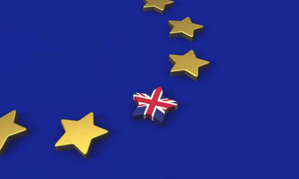 Brexit koncepció. Európai Unió sárga csillag Nagy-Britannia u — Stock Fotó