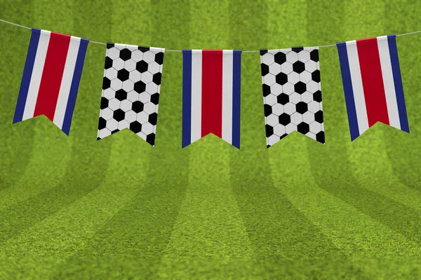 コスタリカの旗とサッカーボールテクスチャサッカーフラグバンティング。3 — ストック写真