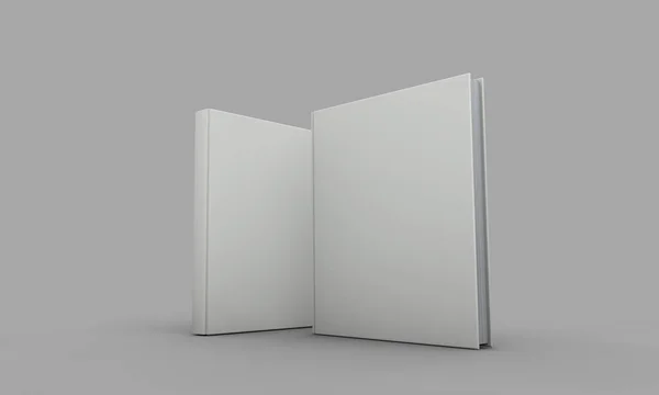 Hardcover boek cover mockup. Wit boek op een grijze achtergrond. 3d — Stockfoto