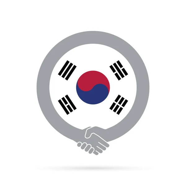 한국 국기 악수 아이콘입니다. 합의, 환영, 협력 양보 — 스톡 사진
