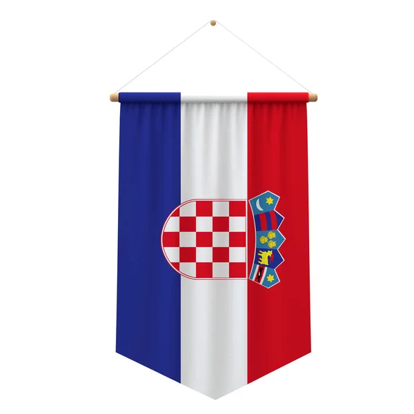 Bandera colgante de tela de Croacia. Renderizado 3D —  Fotos de Stock