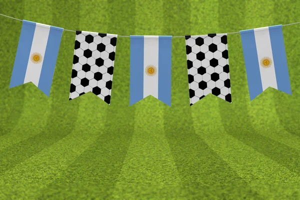 Argentina bandeira e futebol bola textura futebol bandeira bunting. 3D — Fotografia de Stock
