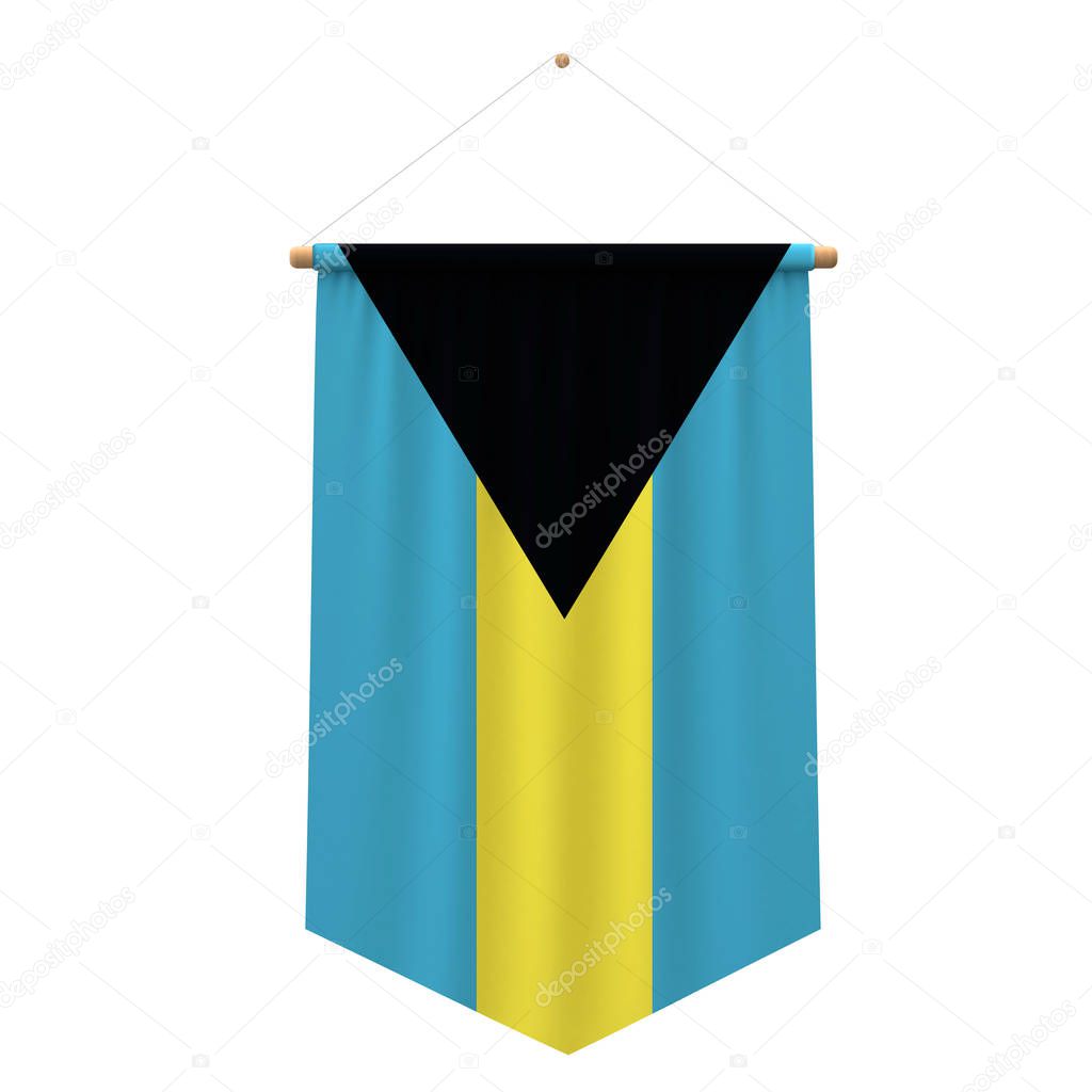 Bahamas flag cloth hanging banner. 3D Rendering