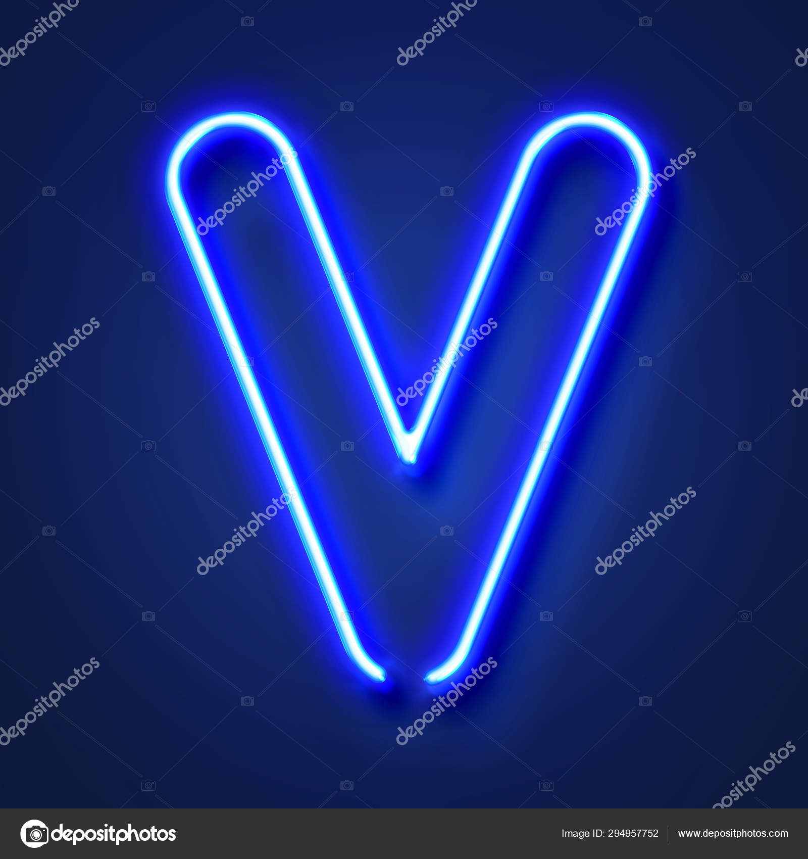 Letter V Realistic Glowing Blue Neon Letter Against A Blue Backg Stock Photo By C Inkdropcreative