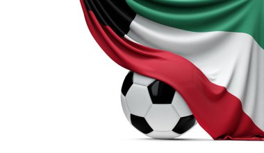 Kuveyt ulusal bayrağı bir futbol topu üzerine dökümlü. 3d Rend